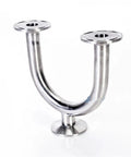 1.5 Inch Tri Clamp U Sweep Bend Pipe 3 Way Tee Tube Fitting Fabricated From Grade 304 Stainless Steel For Homebrew And Distilling Kits, showing dual openings.