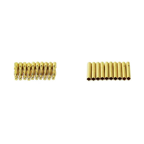 Gold Plated 2.0mm Bullet Banana Connectors Set, 30 pairs shown with 30 male and 30 female connectors for DIY RC batteries, ESCs, motors.
