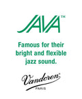 Vandoren Java Bari Sax Reeds Strength 3 Box Of 5 For Jazz And Pop Players logo with bright and flexible jazz sound text