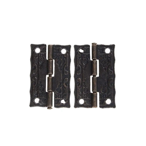 Antique Bronze Decorative Hinges For Small Cabinets And Drawers 2-Piece Wood Box Hinge Set Brass Cabinet Door Butt Hinges
