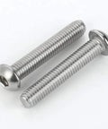 Two Straight Up Solid 1/4 20 X 1/2 Inch Button Head Socket Cap Screws Crafted From Premium 18-8 Stainless Steel.