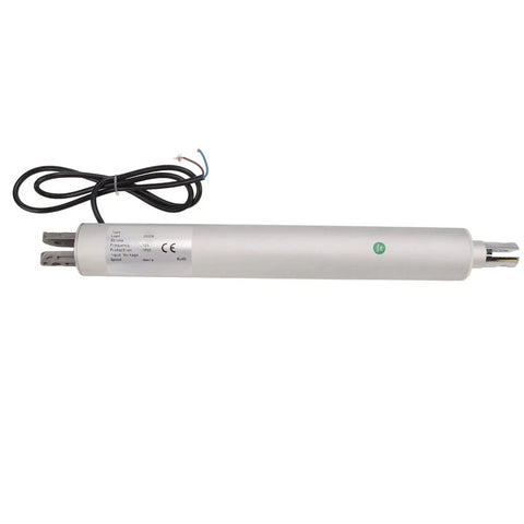 Beefed Up 24V Electric Linear Actuator With Rock Hard Aluminum Body And IP65 Rated Build With Sturdy Mounts For RV Camper Lift Beds Recliners 3000N Smooth Push, silver body with wiring.