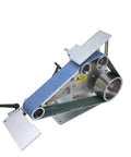 Heavy Duty 915X50mm Belt Sander With Rugged Steel Frame And A Kickass 750 Watt Servo Motor featuring a blue sanding belt.