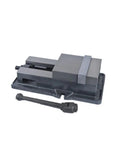 Heavy Duty Cnc Milling Machine Vise Featuring 8 Inch Precision Flat Nose Jaws, solid construction and clamping mechanism.