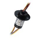 Miniature Conductive Slip Ring Rotary Connector 12 Way 2A For Stage Lighting, black with visible wiring and labels