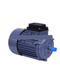 Real Deal Industrial Single Phase Asynchronous Motor 250 Watt 4 Pole 1400 Rpm 220 Volt in gray with a blue shaft.