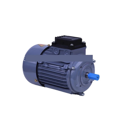 Real Deal Industrial Single Phase Asynchronous Motor 250 Watt 4 Pole 1400 Rpm 220 Volt in gray with a blue shaft.