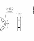 Double Split Shaft Collar Set Screw Carbon Steel With Allen Wrench 1-1/8 Inch Bore Heavy Duty Locking Clamp For Machinery And Industrial Use Includes 4 Pieces Rugged Fit And Minimal Slippage, dimensioned view