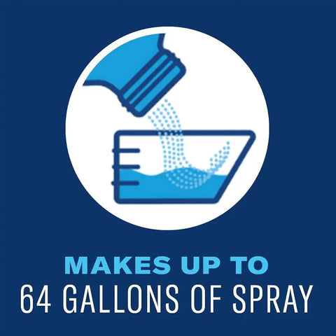 Diagram showing Complete Insect Killer For Soil And Turf Concentrate, 32 Oz making 64 gallons of spray.