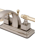 Milano 4-Inch Centerset Lavatory Faucet With Metal Lever Handle In Brushed Nickel And Polished Brass Two-Tone Finish