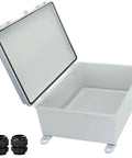 Open Weatherproof Electrical Box With Mounting Plate For DIY Electronics Built Tough IP67 Junction Enclosure, ABS with glands.