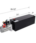 Heavy Duty 12V DC Hydraulic Power Unit With Steel Tank 1.6Kw Motor High Flow Pump dimensions 29.5x21x7 inches for industrial use.