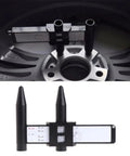 Two Piece Sprocket Bolt Gauge Set For Nailing Exact Dimensions Precision Gear Tooth Checker measuring a wheel hub diameter.