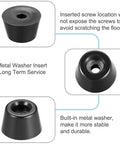 Durable Rubber Feet Bumpers With Metal Ring D25x19xH15mm Black 50 Pcs showing screw location and metal washer insert.