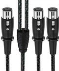 XLR 3 Pin Splitter Cable 1 To 2 Mic Adapter, Female To Dual Female Microphone Cable For Mic Mixer, 1.64 Ft, close-up view