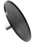 Side view of black aluminum alloy M8 screw suction cup, 3.75-inch diameter with metal stud
