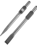 LOPYXBR 2-pc jack hammer chisels with 1-1/8 in hex shanks; point and flat concrete bits