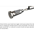 Pull-down sprayer head detail of Single-Handle Pull-Down Kitchen Faucet With Sprayer In Satin Nickel Two-Function Head One-Hole Mount Easy Temperature Control 1.8 GPM Flow Durable Ceramic Valve Boss-Level Look For Busy Kitchens