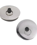 2pcs Rubber Bathtub Drain Stopper for Kitchen and Laundry Use with stainless steel finish and pull ring design.