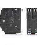 QO250 50 Amp 2 Pole Circuit Breaker Kit For 120/240V AC Load Centers And Panels Plug-In Mount 10kAIC Visi-Trip Indicator OEM Replacement For Easy Swap In Your Electrical Panel, front and side view