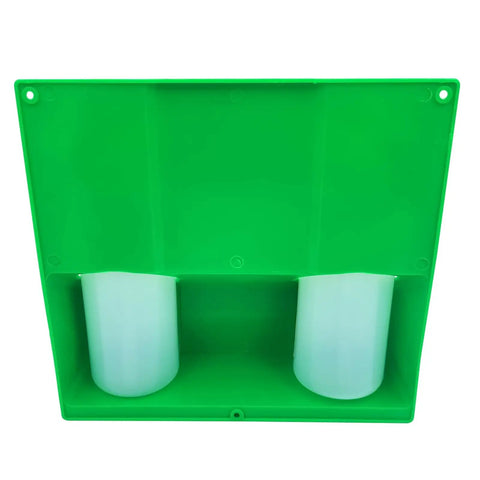 Front view of Portable Emergency Eye Wash Station Kit With Wall Mount OSHA Approved Includes Mirror And Emergency Sign Two 16.09 Ounces Bottles Corrosion Resistant PE Mounting No Solution Included
