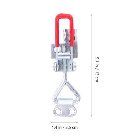 Two Pack Adjustable Quick Release Toggle Latch Clamp With Lock Hole For Cabinets And Boxes, red handle, galvanized steel
