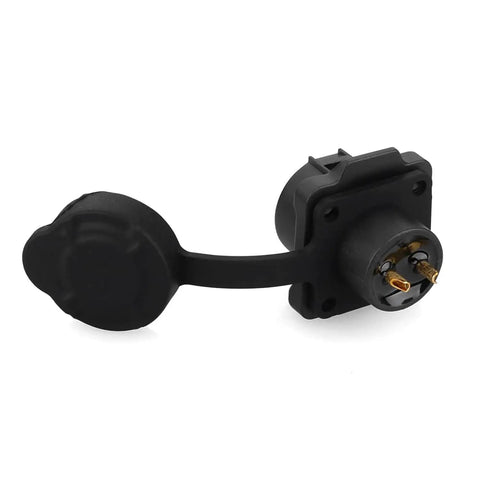 2 Pin M12 Waterproof Panel Mount Connector DC 12V For AV Systems IP68 Rated Plug And Socket with rugged PBT plastic housing.
