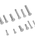 12 Size Stainless Steel Clevis Pin Set 44 Pack Assortment Kit For Car Repair And Hardware Projects, single hole flat round pins shown