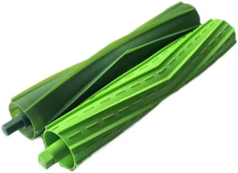 3 Sets Of Replacement Rubber Roller Brushes For Roomba E, I And J Series Vacuum Cleaners, green replacement parts, close-up view.