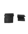 Premium Black Nylon Front Bumper Box Buckle And Hood Clip For Tesla Model Y, two clips showing front and side views.