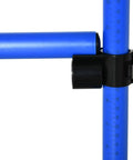 Close-up of blue ABS poles from 4 Piece Dog Agility Jump Set With Adjustable Heights For Versatile Training, shows fixing mechanism.
