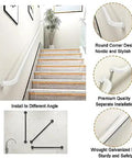 Custom Length Wall Mounted Galvanized Stair Railing Heavy Duty Non Slip Metal Banister Grip Tight Safety Grab Bar Built Tough As Nails For Indoor Outdoor Steps That Rock with a stylish round corner design.