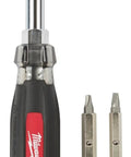 Thirteen In One Cushion Grip Screwdriver Set With Eight Driver Bits And Four Nut Drivers For Phillips Slotted Square And Torx ECX