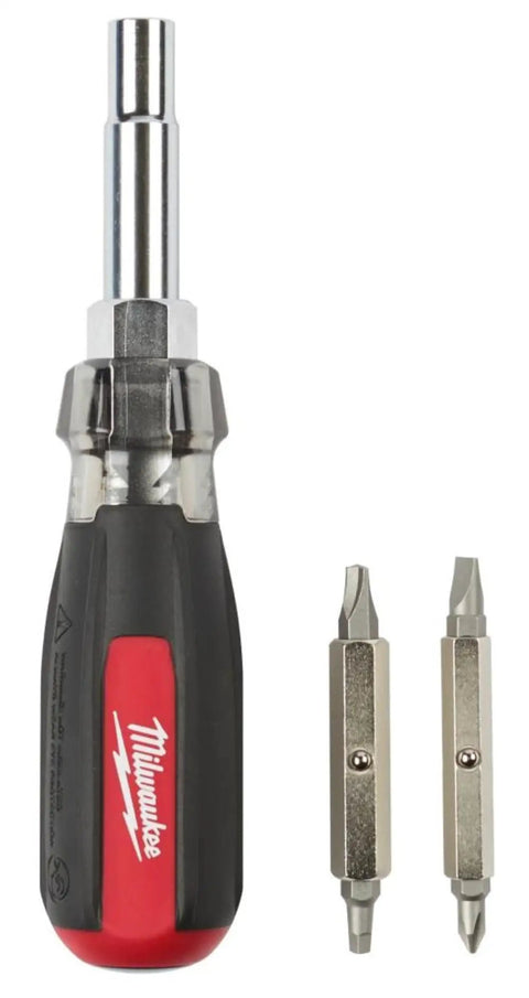 Thirteen In One Cushion Grip Screwdriver Set With Eight Driver Bits And Four Nut Drivers For Phillips Slotted Square And Torx ECX
