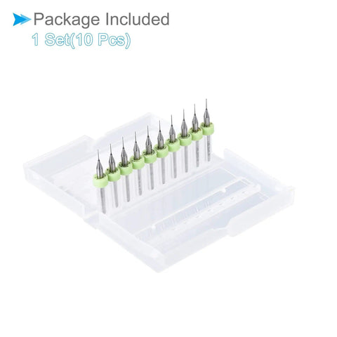 PCB Drill Bits Set 0.3mm Cutting Edge Tungsten Carbide One Eighth Inch Shank For CNC Drilling And Engraving Machines 10 Piece Pack in box