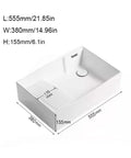 USZWBY Vessel Sinks Nordic Ceramic Table Basin Side Corner Drainage Washing Machine Balcony Home Washbasin Pool with Washboard Bathroom Bowl Sink dimensions 555mm x 380mm x 155mm