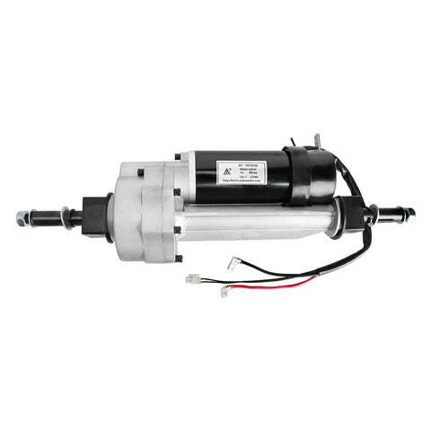 24V 350W Electric Transaxle Motor With 21.67 To 1 Gear Reduction for DIY projects, 3000RPM 19mm shaft visible, wires attached