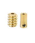 Worm Gear Set 10T 0.5 Module Ten To One Reduction Right Rotation Drive Gear Box Brass Gear 2mm Bore Brass Rod 1.98mm Bore Gear And Worm Included