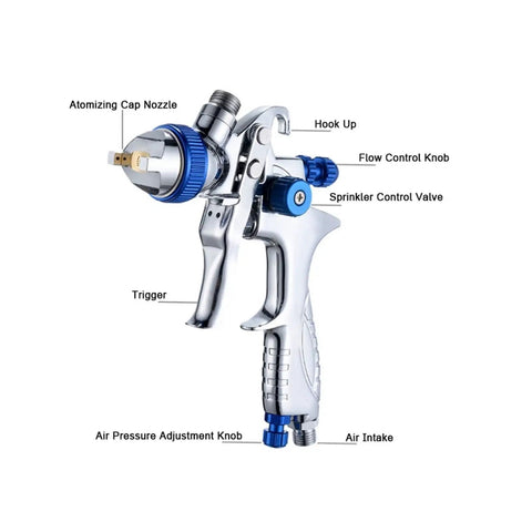 High Atomizing Paint Sprayer With Slick Stainless Steel Nozzle For Cars And Furniture, detailed view of nozzle and controls.