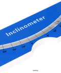 Portable Scoliometer For Spine Contour And Alignment Measurement, Lightweight Back Deformity Gauge With Metal Ball Insert, Easy To Use Spine Slope Tool For Quick Assessment And Diagnosis, Durable And Ready For Clinic Or Home. Blue plastic inclinometer with 0-30° scale