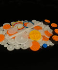 164 Piece Plastic Gear Set For RC Cars And DIY Robots with gears, wheels, and belts on black background.