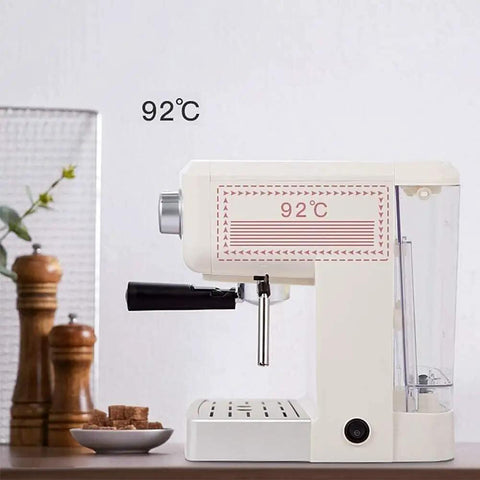 Side view of One Touch Coffeehouse Espresso Maker And Cappuccino Machine With 15 Bar Pump 1050W Power on kitchen counter