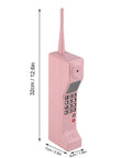 Kickass Vintage Cellphone Prop Cast From Heavy Duty Iron Serving Major Eighties Brick Phone Throwback Aesthetic Optimal For Film Productions Social Media Shoots And Cool Room Accents, pink color, 32cm tall.