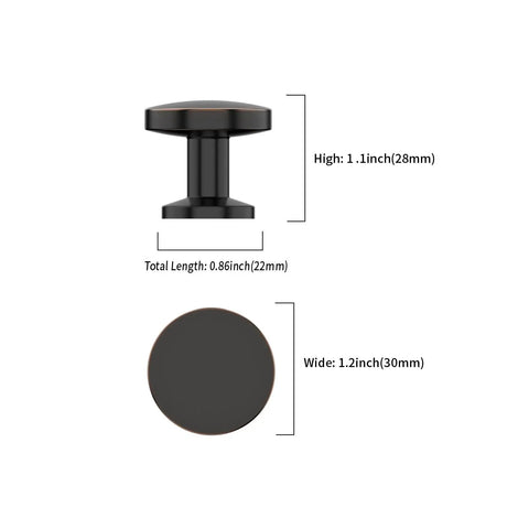 2 Pack Slick Oil Rubbed Bronze Cabinet Knobs For Kitchen Cabinets And Bathroom Vanities Top Notch Solid Metal Handles, dimensions shown.