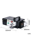 Professional Electric Terminal Crimping Tool And Automatic Wire Stripper Combo with dimensions 325mm x 265mm x 150mm, weighing 12KG.