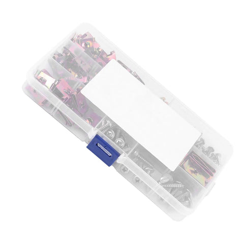 85Pcs Automotive Clip Nuts And Fasteners Kit With U Clips And Stainless Steel Screws in a clear organizer box