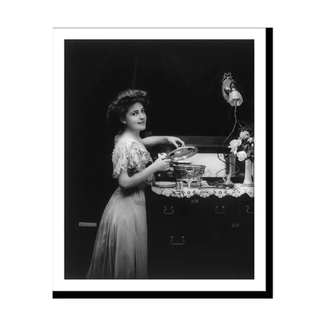 Retro Kitchen Scene Wall Art Print Professionally Framed In Classic Black Wood Antique Era Photo Old School Office Decor With Fade Resistant Archival Print