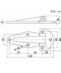 Technical diagram of Beefy Heavy Duty T Shaped Stainless Steel Hinge 304 Grade Door Hardware 1 Piece Durable Cabinet and Closet Hinge