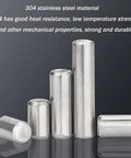 Shop Ready 304 Stainless Steel Dowel Pins 100 Piece Kit Precision Hardened Alignment Rods For Cnc Fixturing And Industrial Gear Featuring Zero Slop Fitment And Built Tough Reliability In 2X5 Millimeter Specs, showing various sizes of pins.