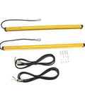 Industrial Light Curtain Sensor Switch with multiple beams and aluminum alloy construction, shown with cables and mounting hardware.